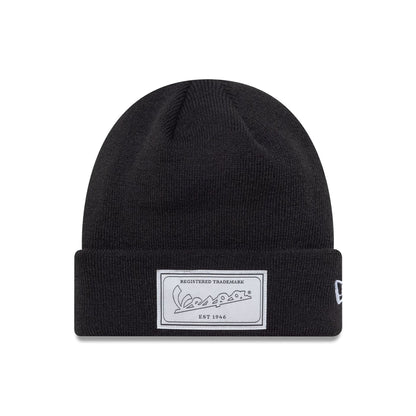 This is a Vespa Seasonal Black Cuff Knit Beanie Hat 1