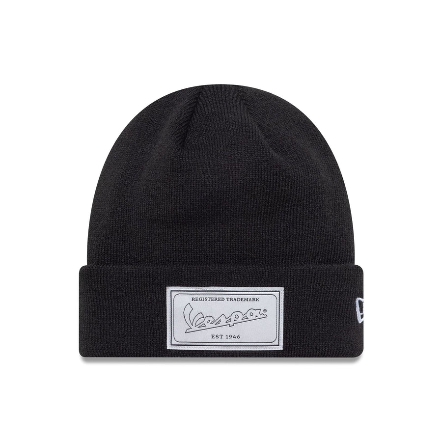 This is a Vespa Seasonal Black Cuff Knit Beanie Hat 1