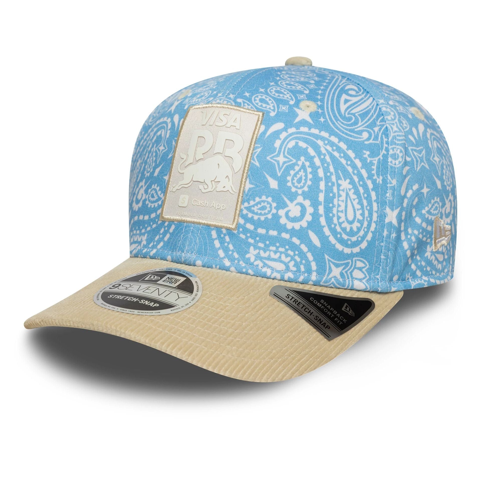 This is a Visa Cash App Racing Bulls Pastel Blue 9SEVENTY Stretch Snap Adjustable Cap 1