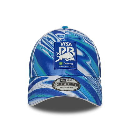 This is a Visa Cash App Racing Bulls All Over Print Blue 9FORTY Adjustable Cap 2