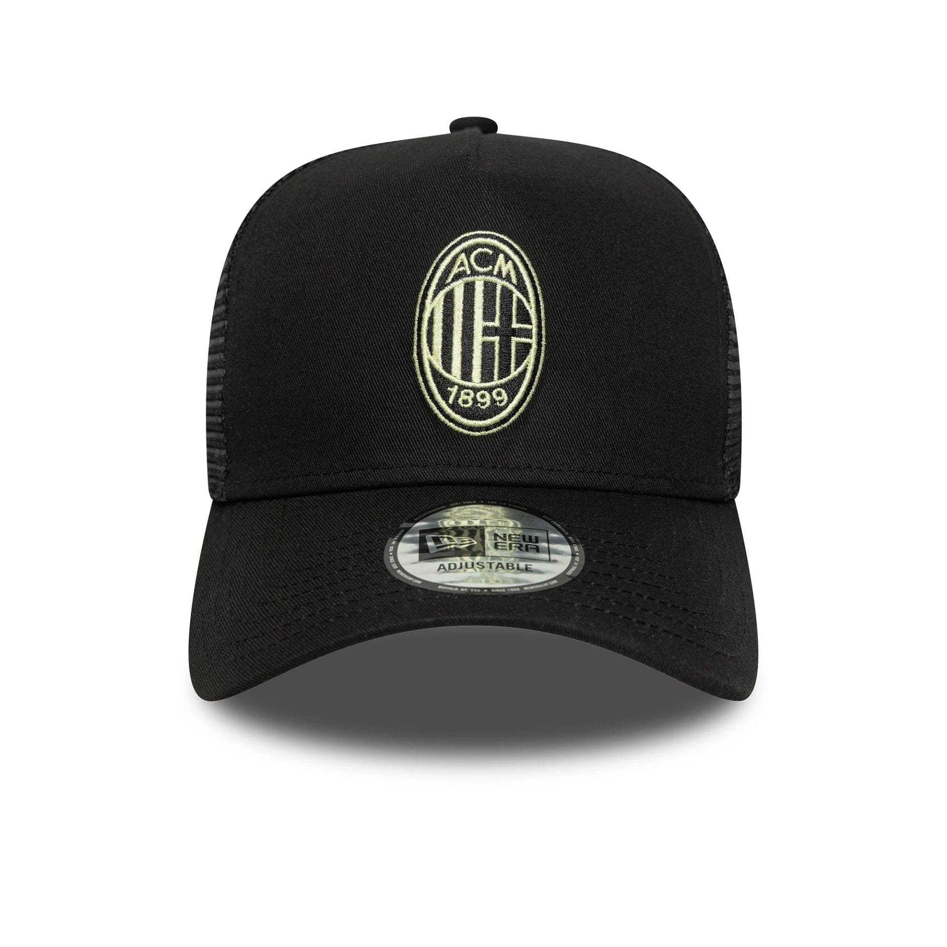 This is a AC Milan Seasonal Black 9FORTY E-Frame Trucker Adjustable Cap 2