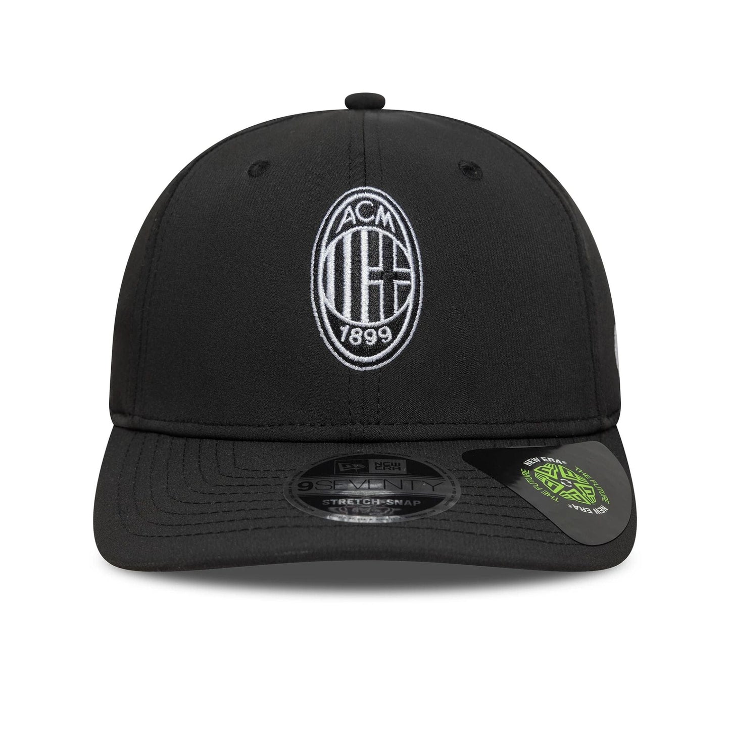 This is a AC Milan Recycled Black 9SEVENTY Stretch Snap Adjustable Cap 2