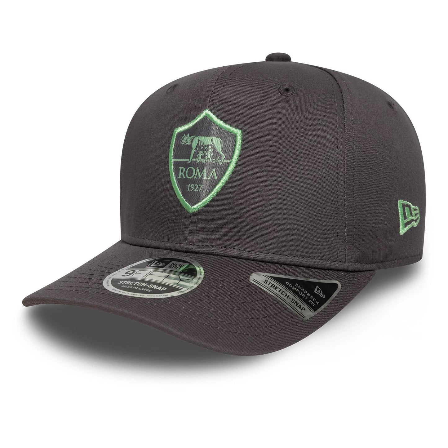 This is a AS Roma Seasonal Pop Dark Grey 9FIFTY Stretch Snap Adjustable Cap 1