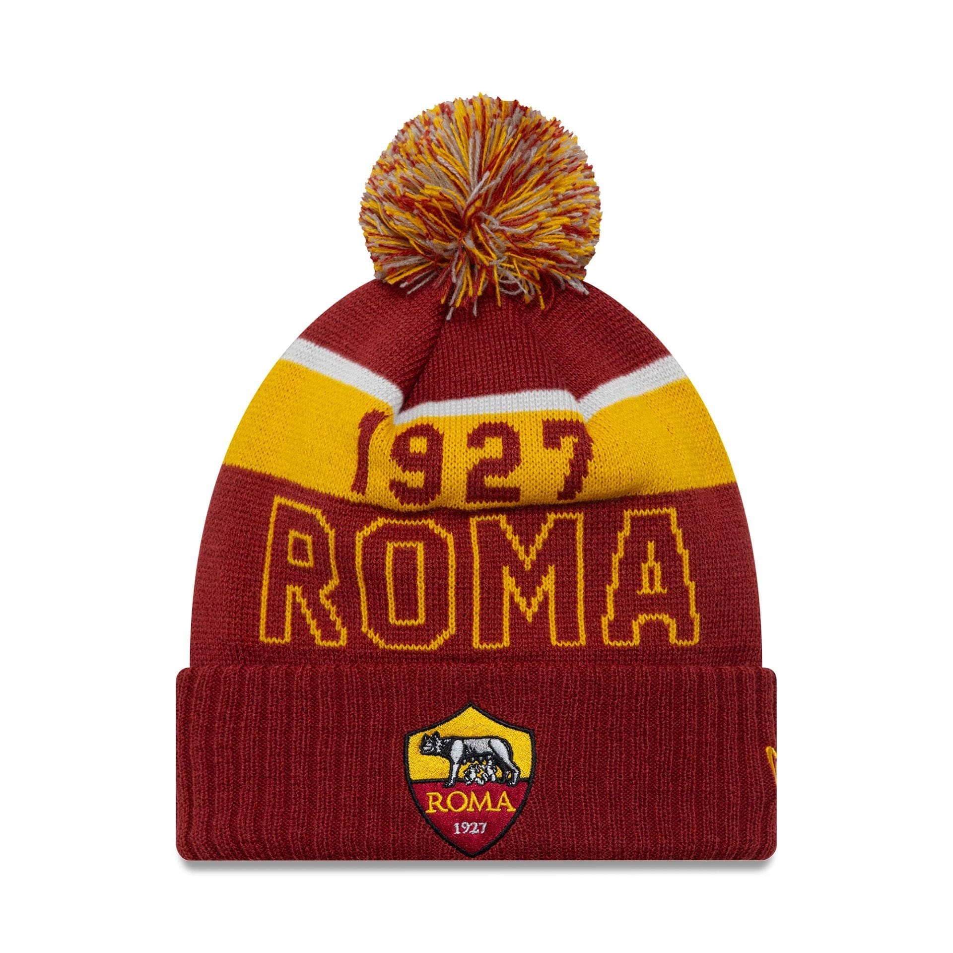 This is a AS Roma Dark Red Sport Knit Beanie Hat 1