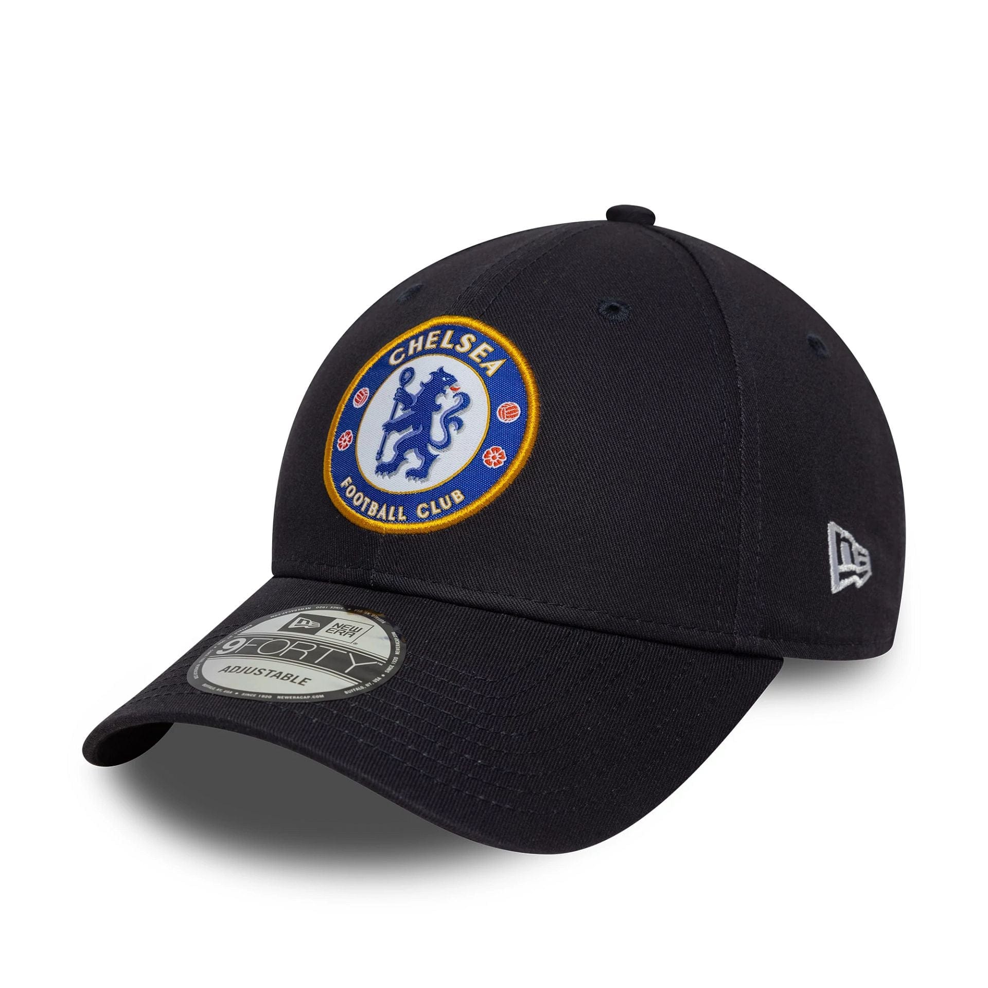 Pictured is this Core Chelsea FC Lion Crest 9FORTY in navy. 1