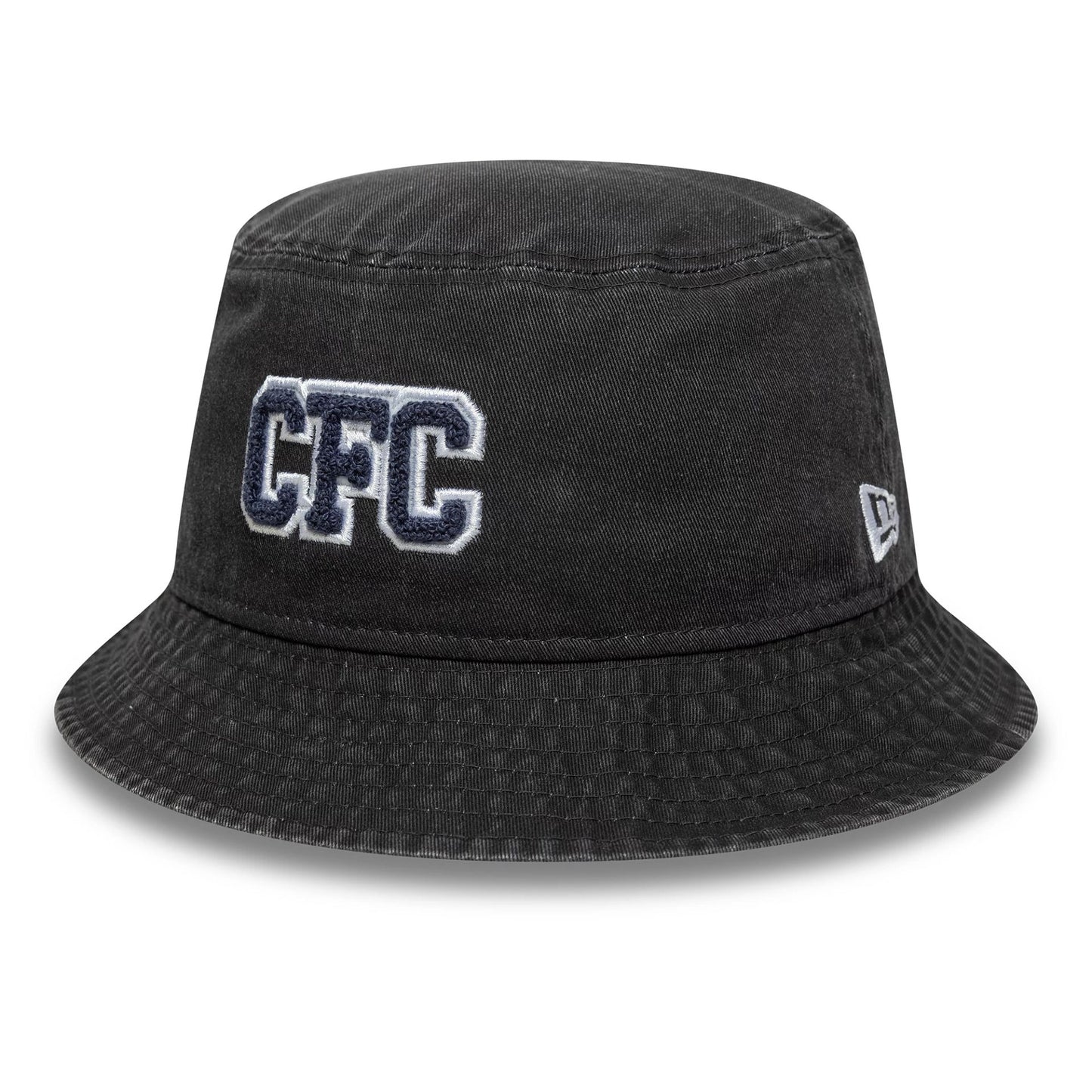 This is a Chelsea FC Lion Crest Collegiate Black Bucket Hat 1