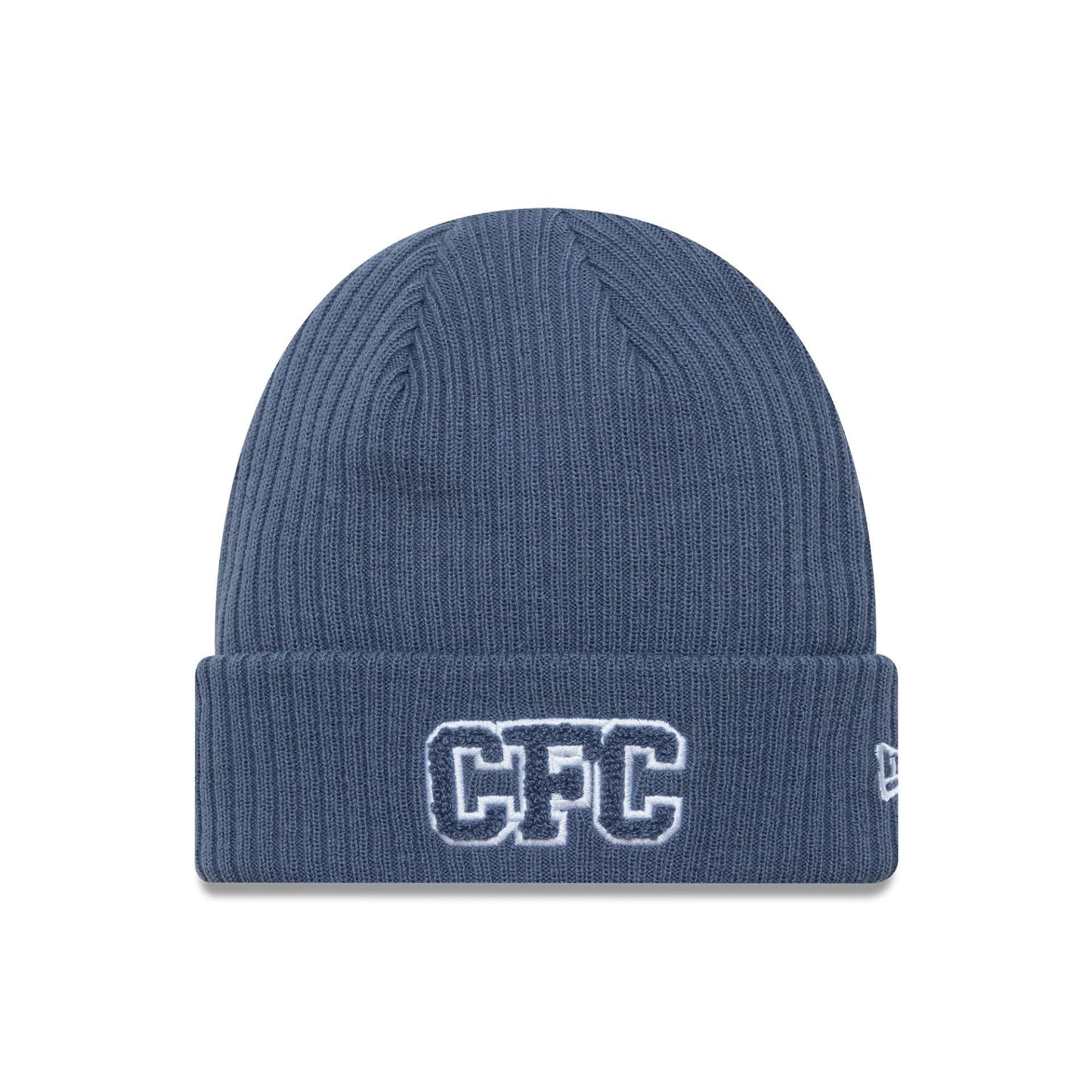 This is a Chelsea FC Lion Crest Collegiate Dark Blue Cuff Knit Beanie Hat 1