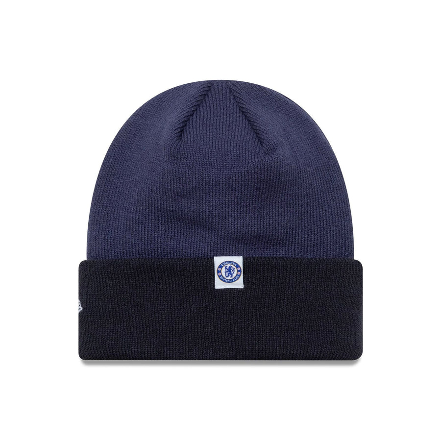 This is a Chelsea FC Lion Crest Youth Wordmark Blue Cuff Knit Beanie Hat 2