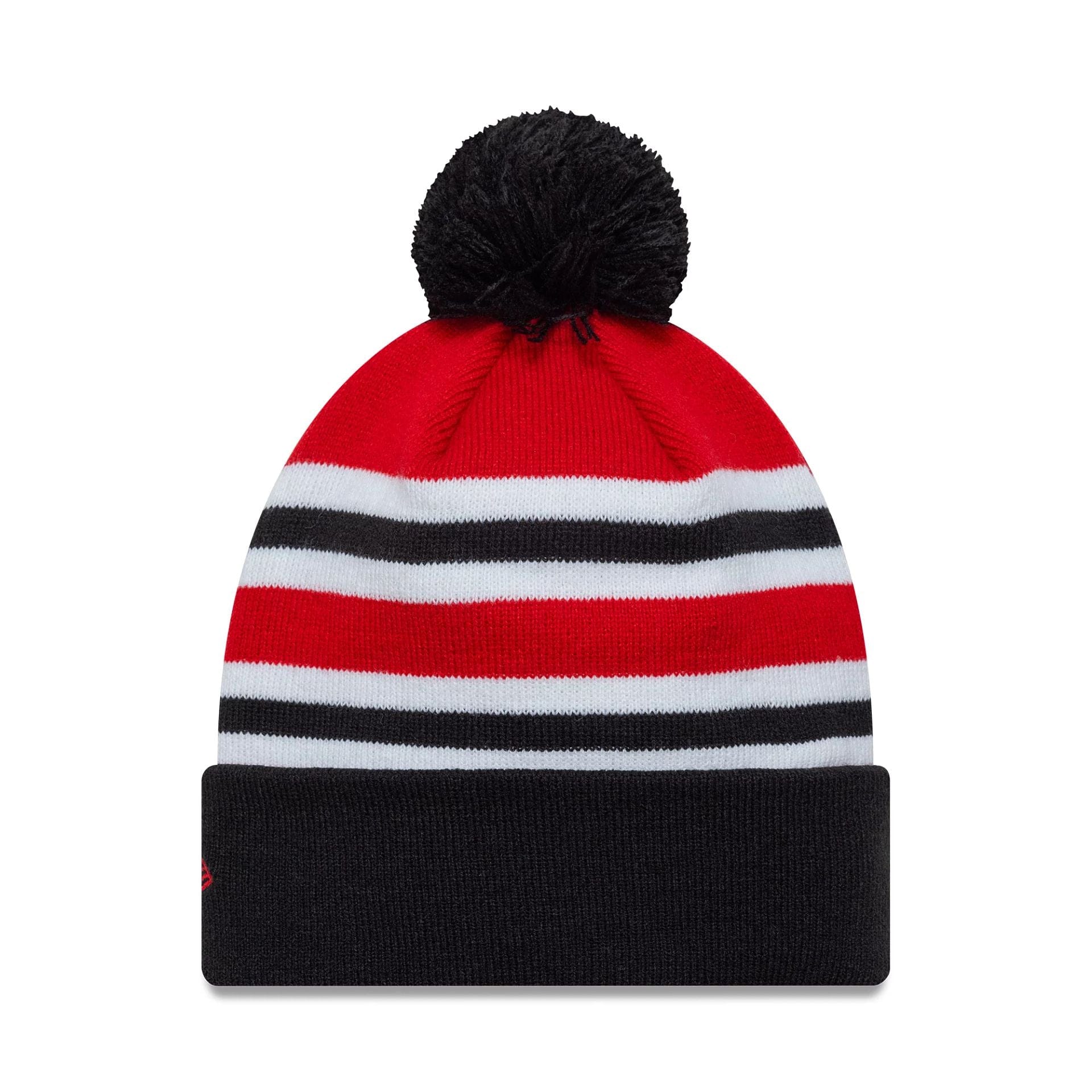 This is a Manchester United FC Youth Bar Stripe Red Cuff Knit Beanie Hat 2
