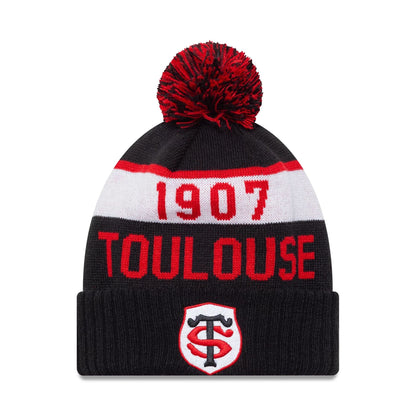This is a Stade Toulousain Black Sport Knit Beanie Hat 1