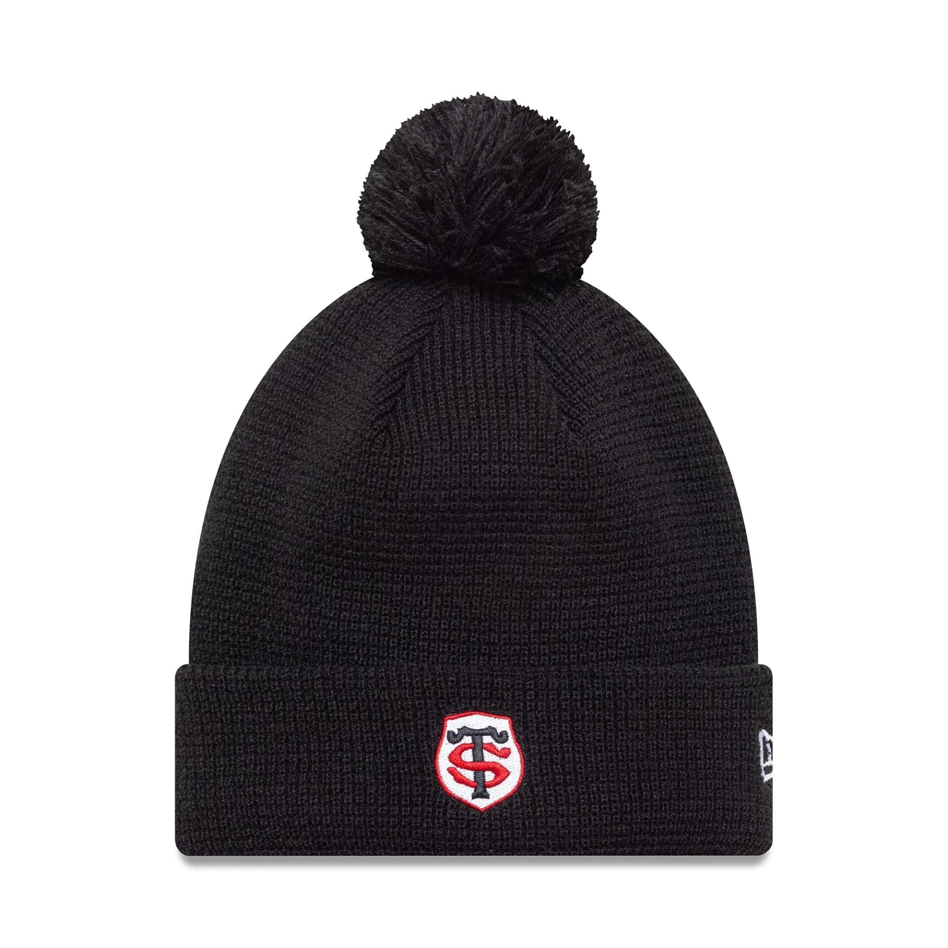 This is a Stade Toulousain Womens Black Waffle Knit Beanie Hat 1