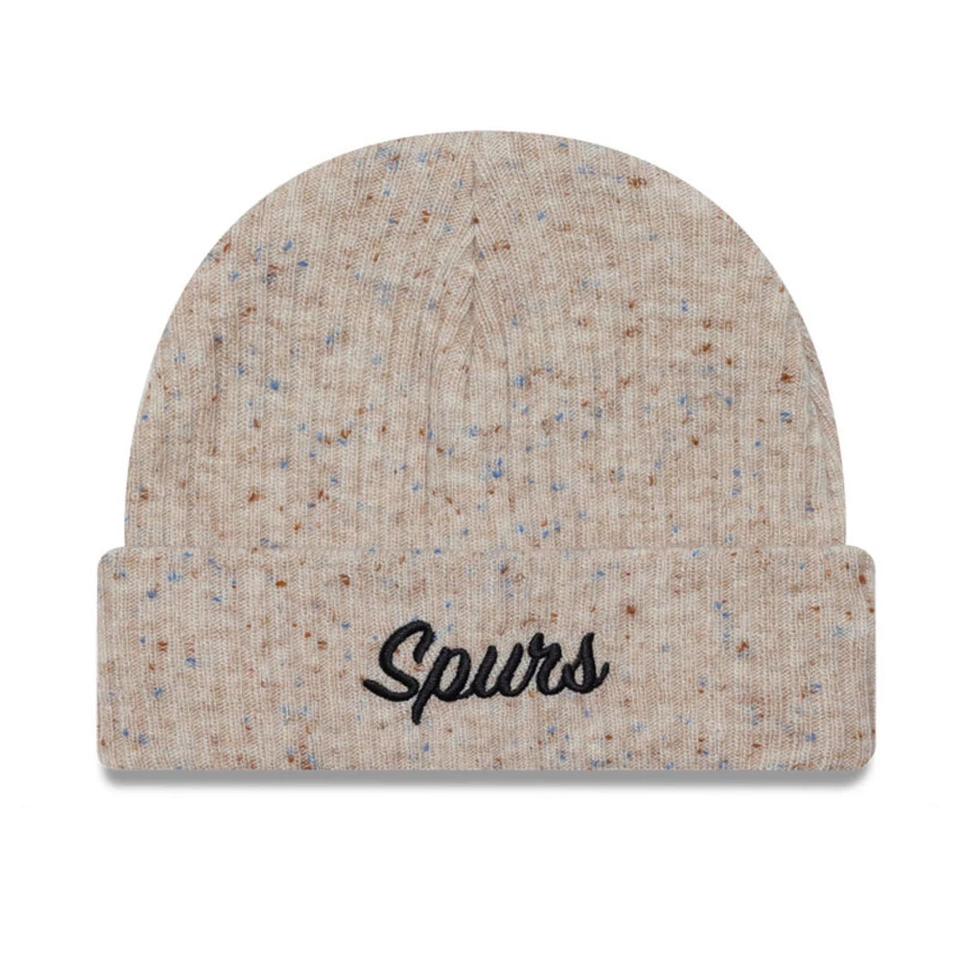 This is a Tottenham Hotspur FC Fleck Cream Cuff Knit Beanie Hat 1