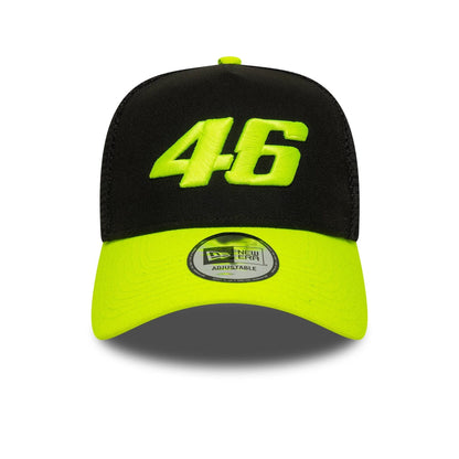 This is a VR46 Vale Black 9FORTY E-Frame Trucker Adjustable Cap 2