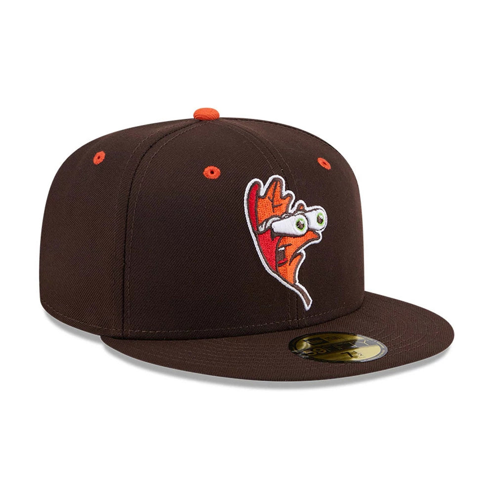 Pictured is this MiLB Theme Night Hartford Yard Goats 59FIFTY Fitted cap in dark brown. 4