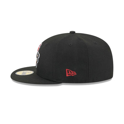Pictured is this MiLB Theme Night Rochester Red Wings 59FIFTY Fitted cap in black. 5