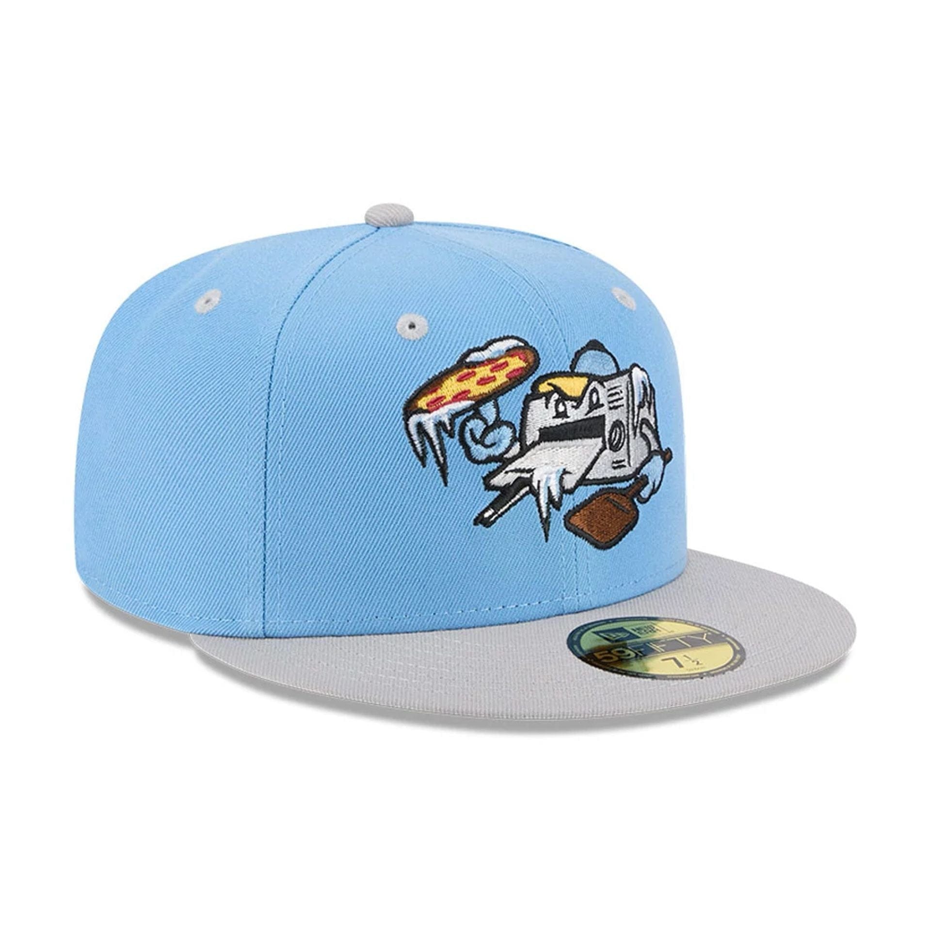 Pictured is this MiLB Theme Night Wisconsin Timber Rattler 59FIFTY Fitted cap in pastel blue. 3