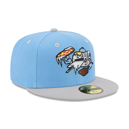 Pictured is this MiLB Theme Night Wisconsin Timber Rattler 59FIFTY Fitted cap in pastel blue. 3