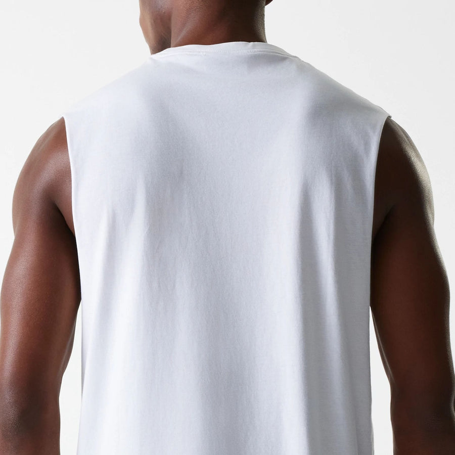 The Male model is wearing New York Yankees MLB Midi White Sleeveless T-Shirt 7