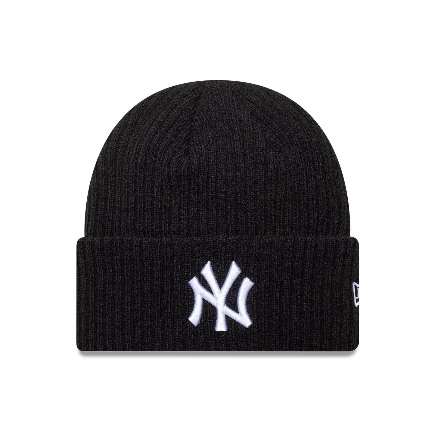 This is a New York Yankees MLB Black Wide Cuff Knit Beanie Hat 1