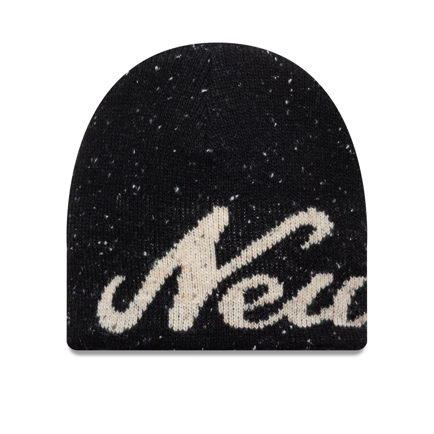 This is a New Era Heritage Black Skull Knit Beanie Hat 1