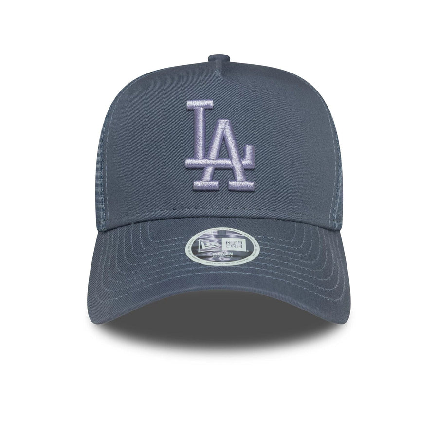This is a LA Dodgers Womens MLB League Essential Dark Blue 9FORTY A-Frame Trucker Adjustable Cap 2