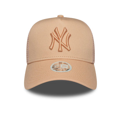This is a New York Yankees Womens MLB League Essential Pastel Orange 9FORTY A-Frame Trucker Adjustable Cap 2
