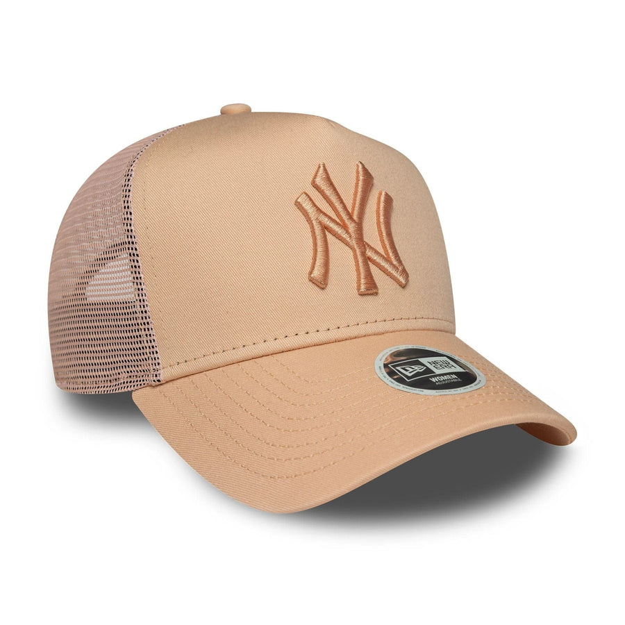 This is a New York Yankees Womens MLB League Essential Pastel Orange 9FORTY A-Frame Trucker Adjustable Cap 3