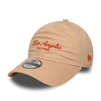 This is a Youth New Era Location Pastel Orange 9TWENTY Adjustable Cap 1