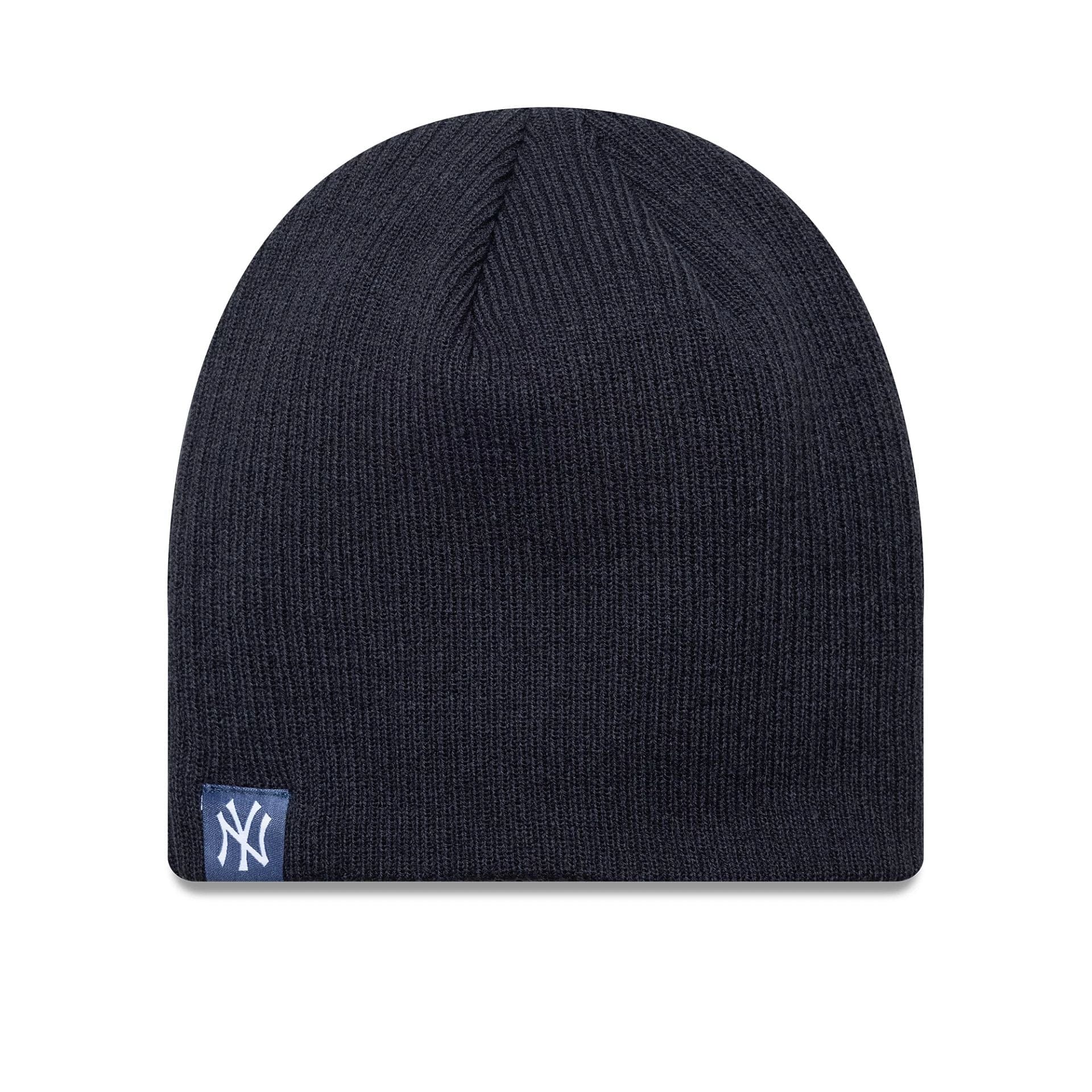 This is a New York Yankees MLB Essential Navy Skull Knit Beanie Hat 1