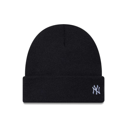 This is a New York Yankees MLB Mini Logo Navy Cuff Knit Beanie Hat 1
