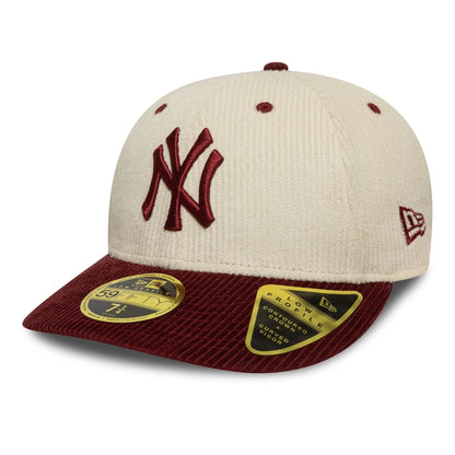 This is a New York Yankees MLB Cord Cream Low Profile 59FIFTY Fitted Cap 1