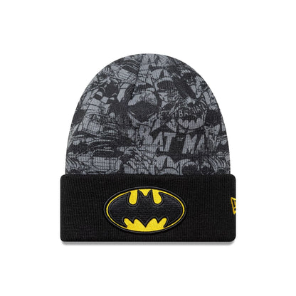 This is a Batman Youth DC Black Cuff Knit Beanie Hat 1