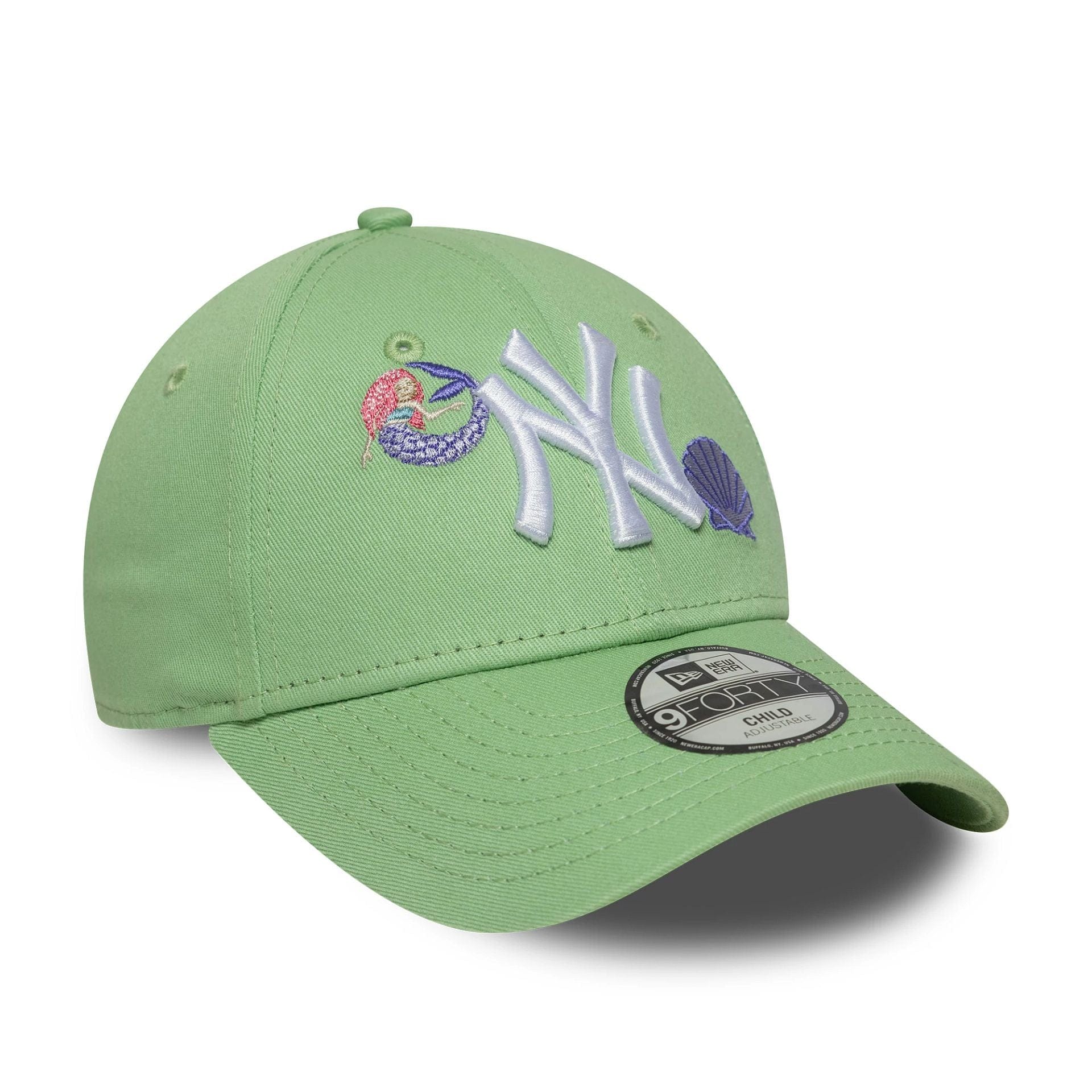 This is a New York Yankees Child MLB Nautical Icon Pastel Green 9FORTY Adjustable Cap 3