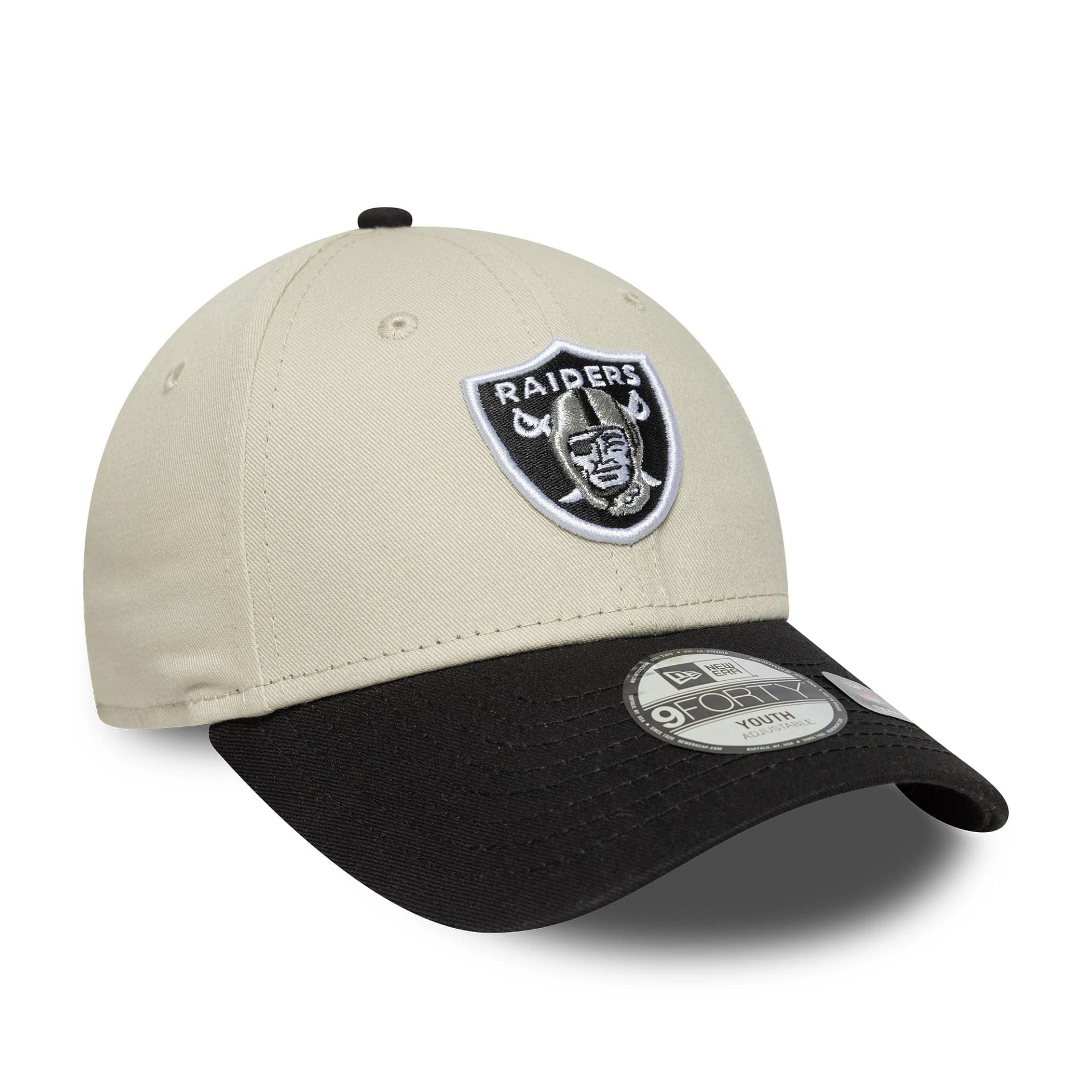 This is a Las Vegas Raiders Youth NFL Colour Block Cream 9FORTY Adjustable Cap 3