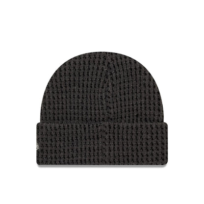 This is a New Era Short Waffle Grey Skull Knit Beanie Hat 2