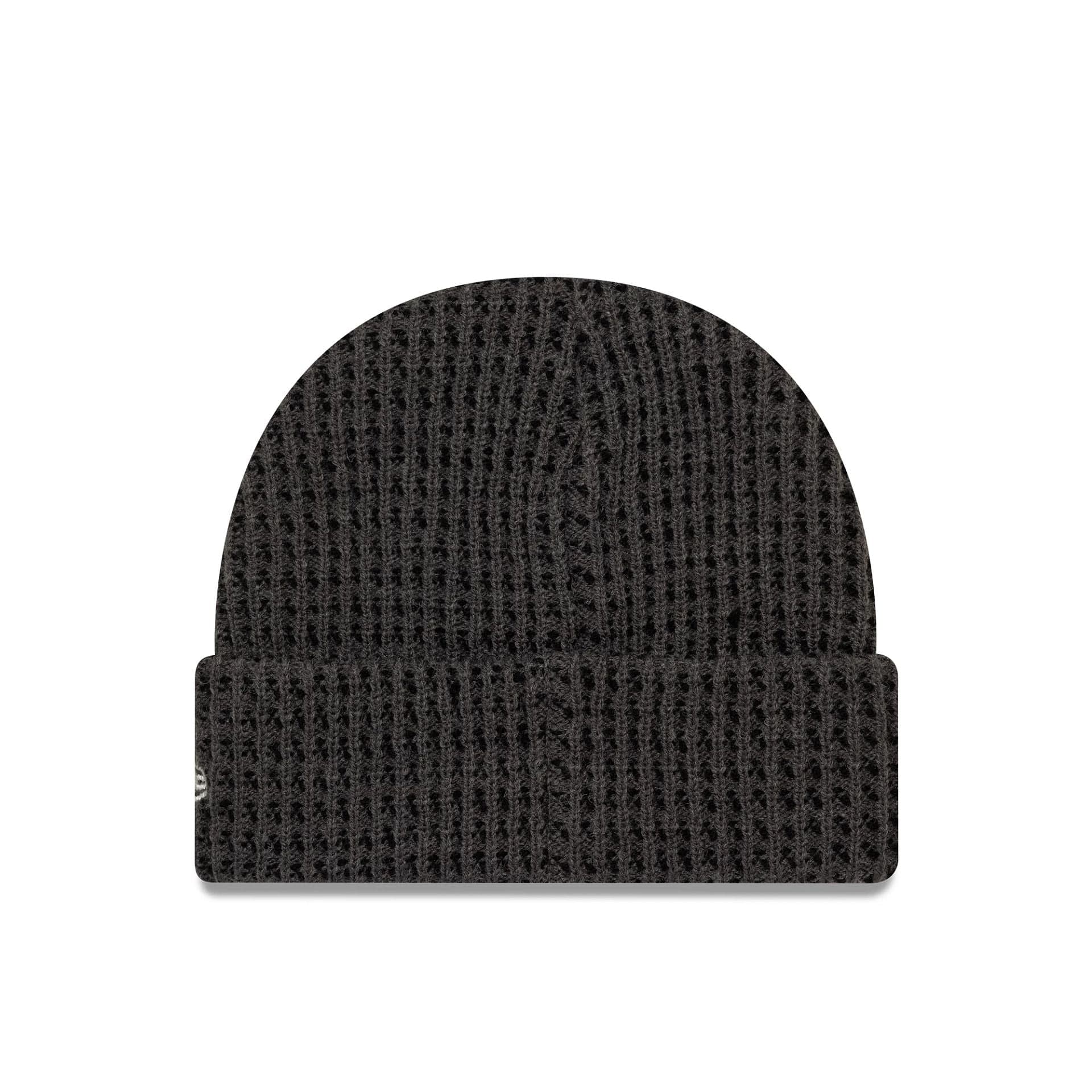 This is a New Era Short Waffle Grey Skull Knit Beanie Hat 2