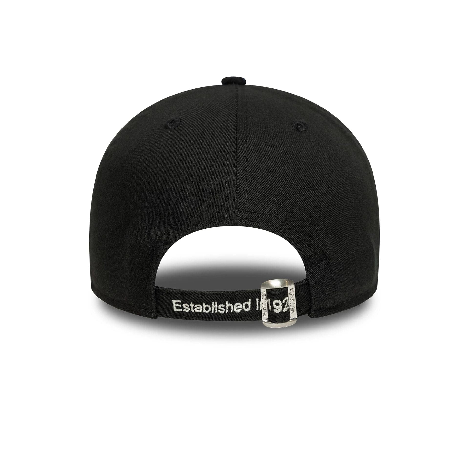 This is a New Era Script Black 9TWENTY A-Frame Adjustable Cap 4