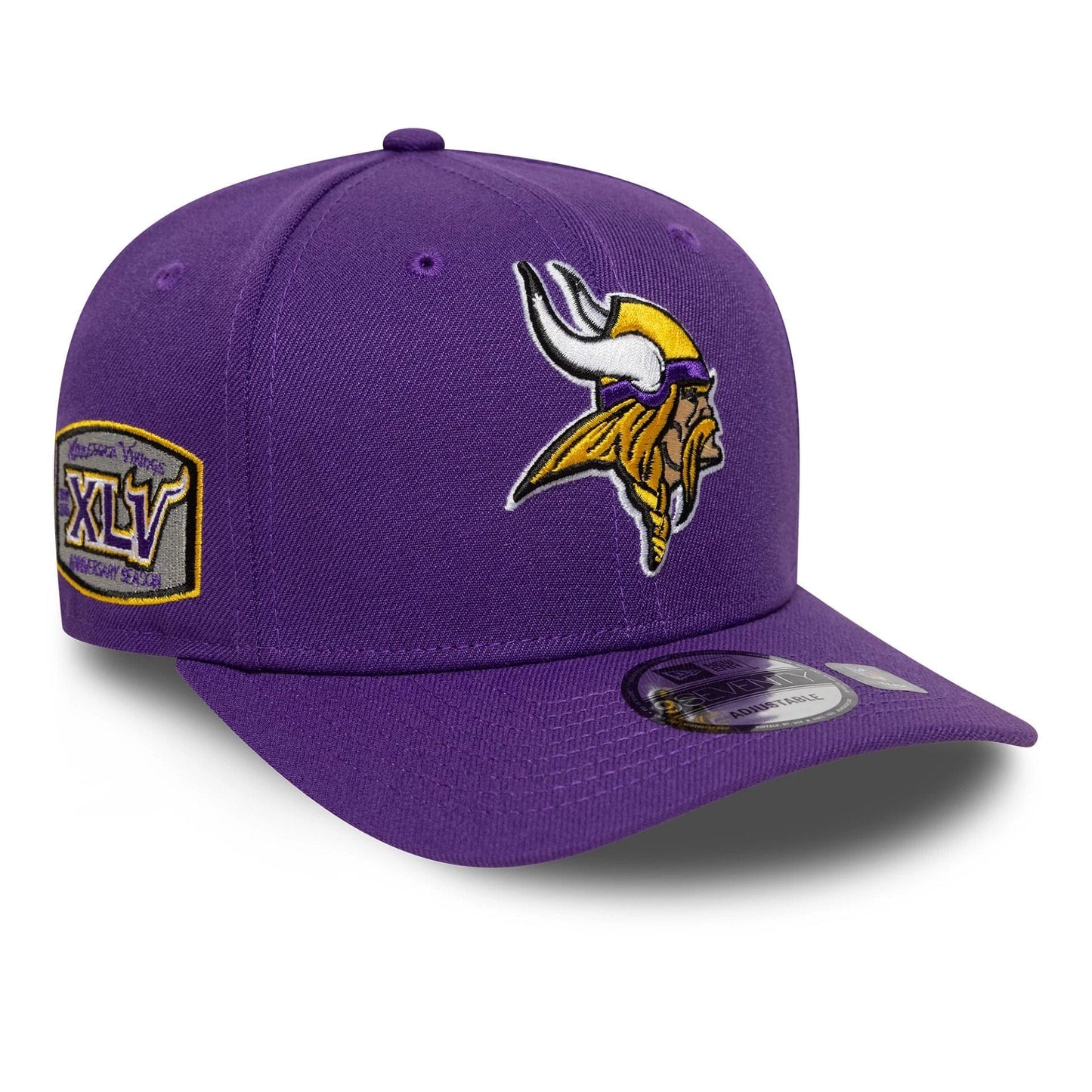 This is a Minnesota Vikings NFL Patch Purple 9SEVENTY Stretch-Snap Adjustable Cap 1