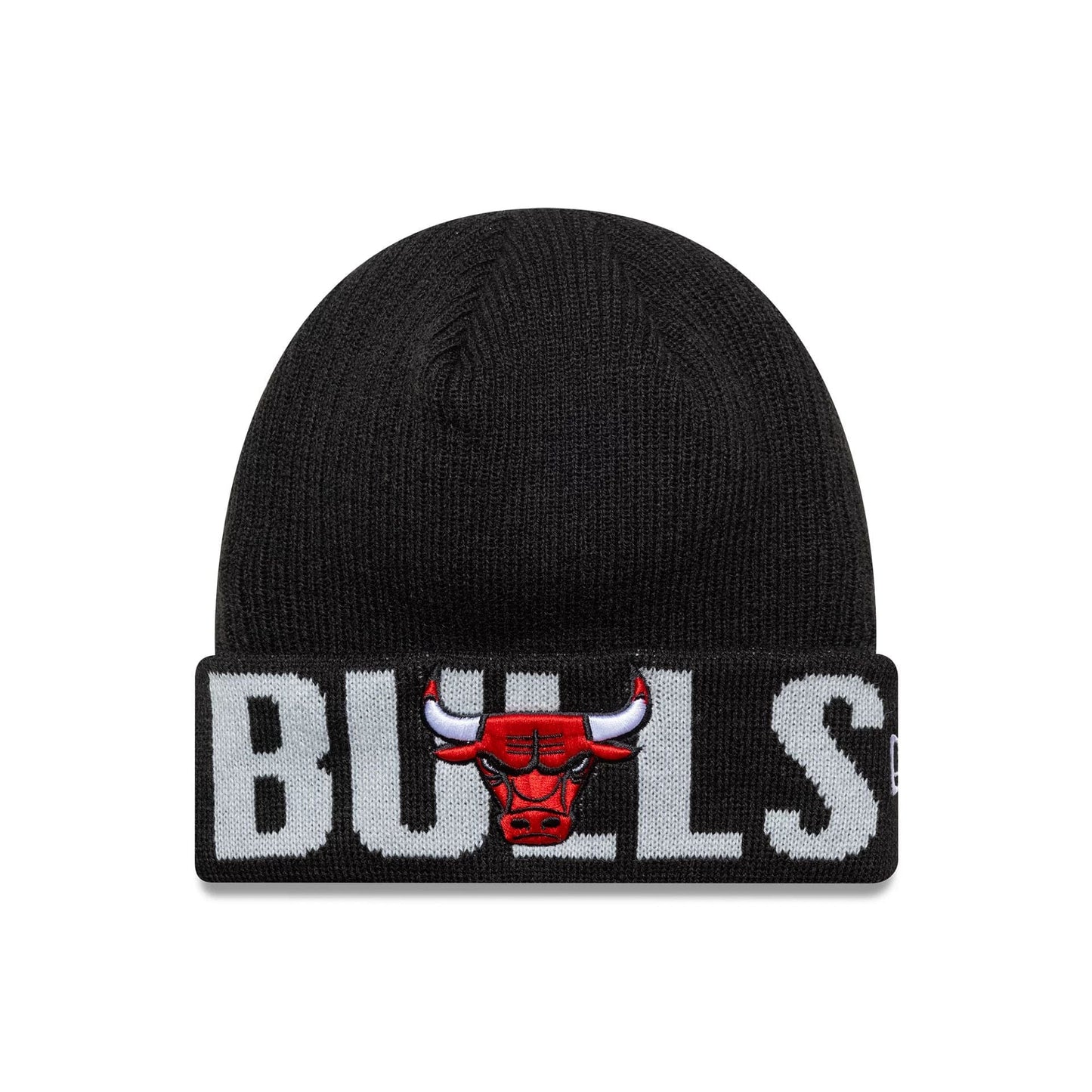 This is a Chicago Bulls NBA Wordmark Black Cuff Knit Beanie Hat 1
