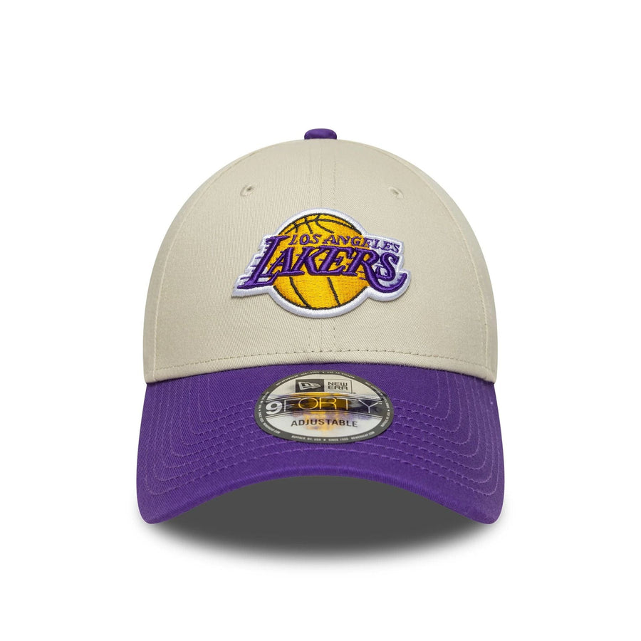 This is a LA Lakers NBA Colour Block Cream 9FORTY Adjustable Cap 2