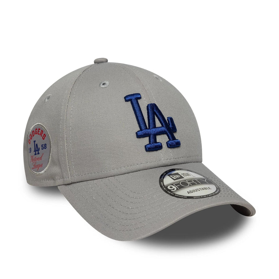 This is a LA Dodgers MLB Side Patch Grey 9FORTY Adjustable Cap 1