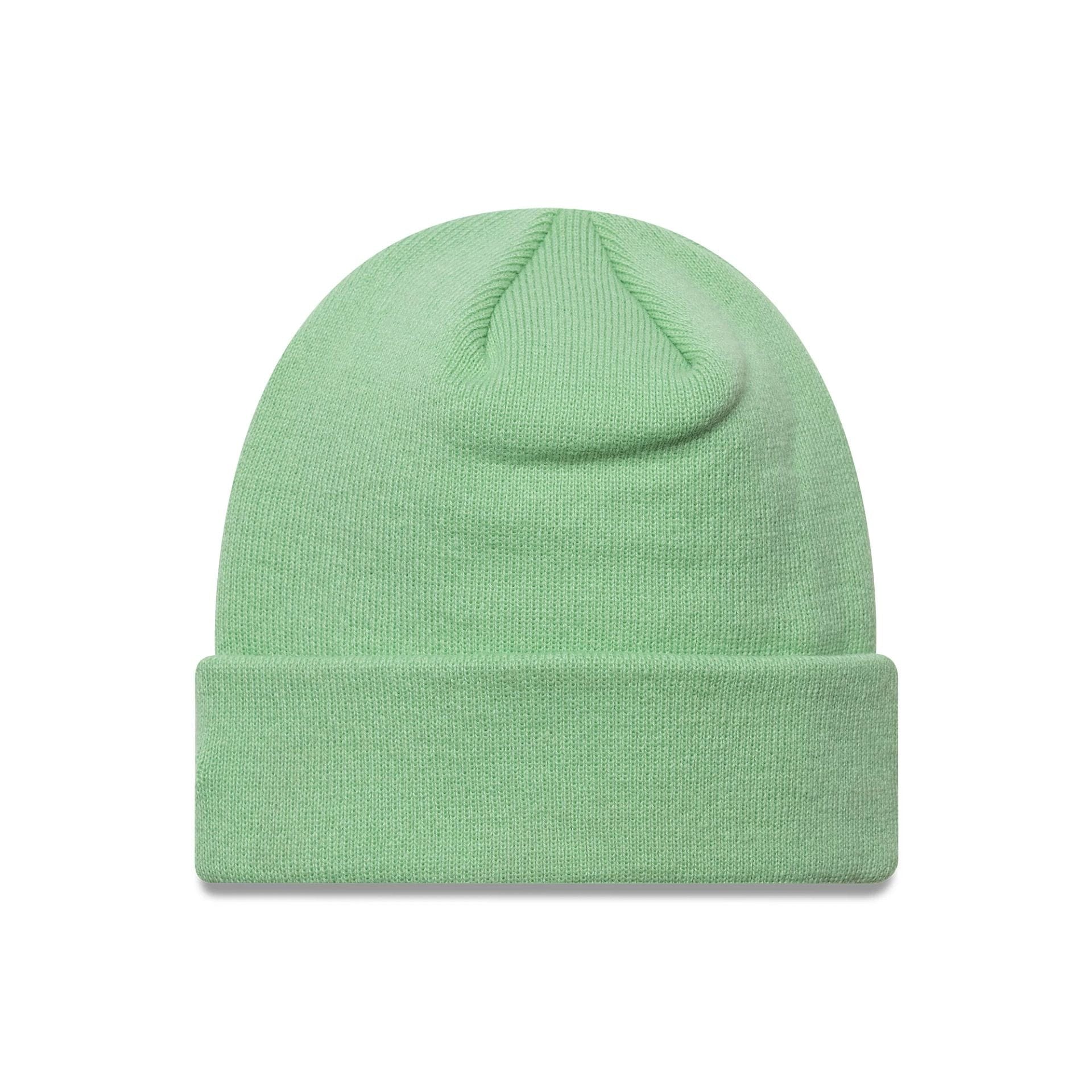 This is a New York Yankees MLB League Essential Pastel Green Cuff Knit Beanie Hat 2