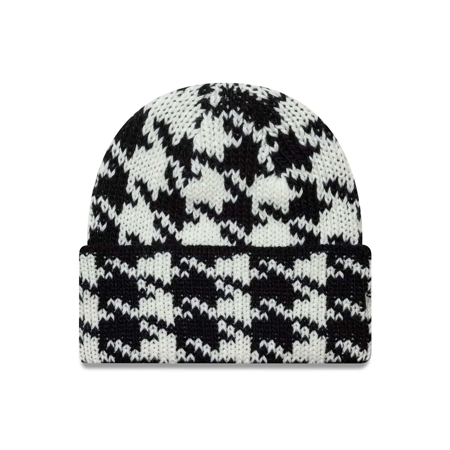 This is a New Era Houdstooth Black Cuff Knit Beanie Hat 1
