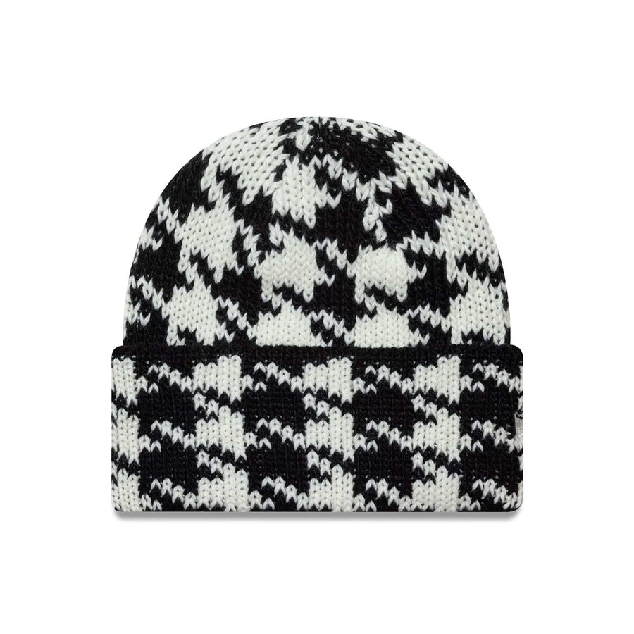 This is a New Era Houdstooth Black Cuff Knit Beanie Hat 1