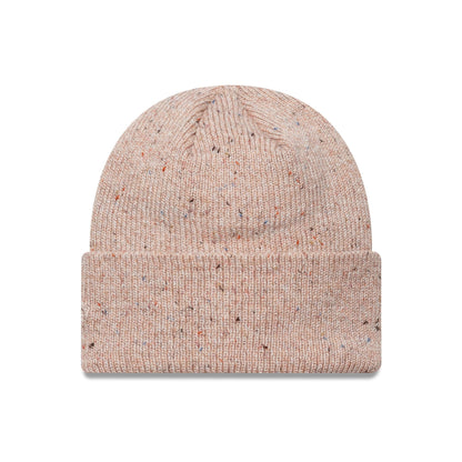 This is a New York Yankees Womens MLB Glitter Pastel Pink Cuff Knit Beanie Hat 2
