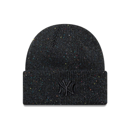 This is a New York Yankees Womens MLB Glitter Black Cuff Knit Beanie Hat 1