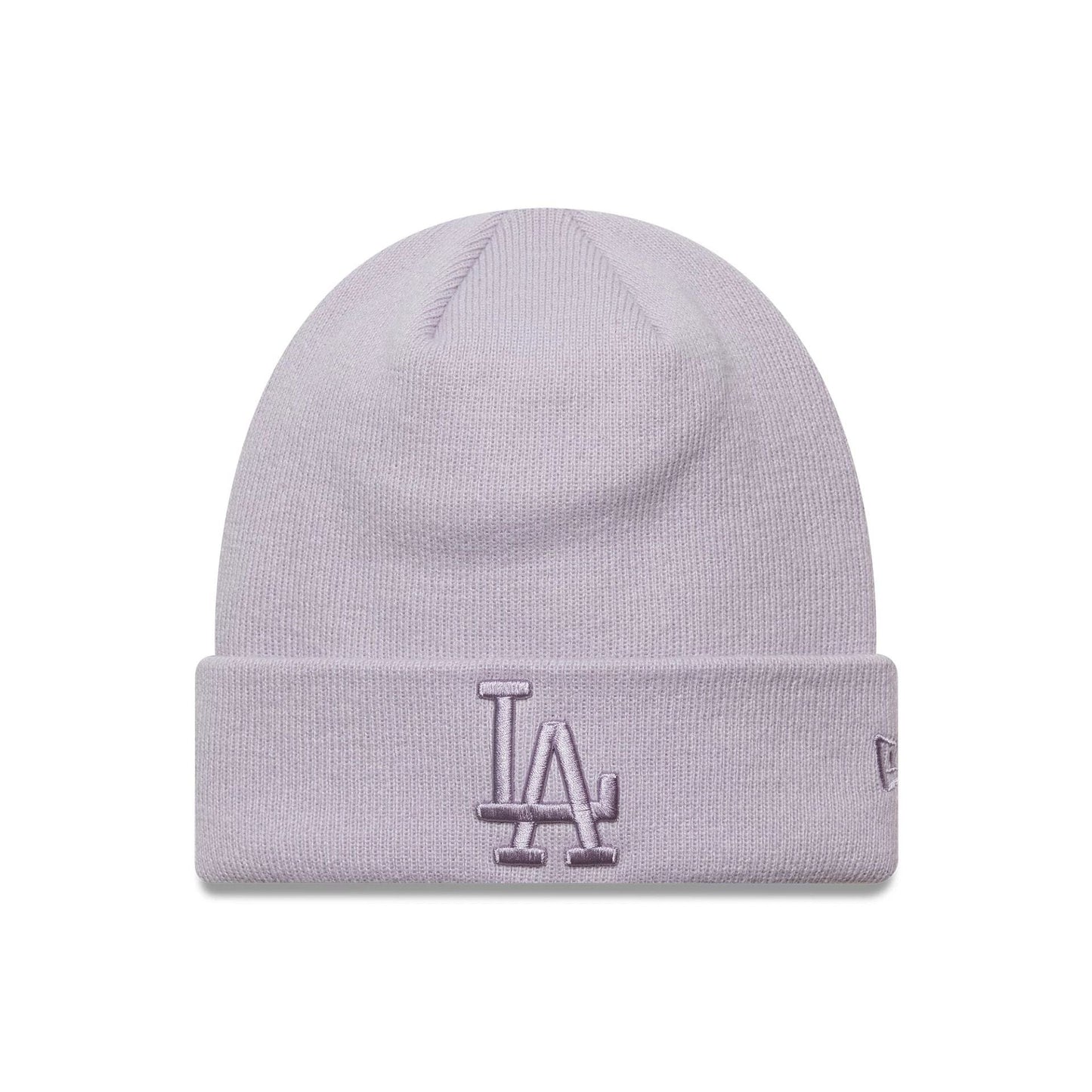 This is a LA Dodgers MLB League Essential Pastel Purple Cuff Knit Beanie Hat 1