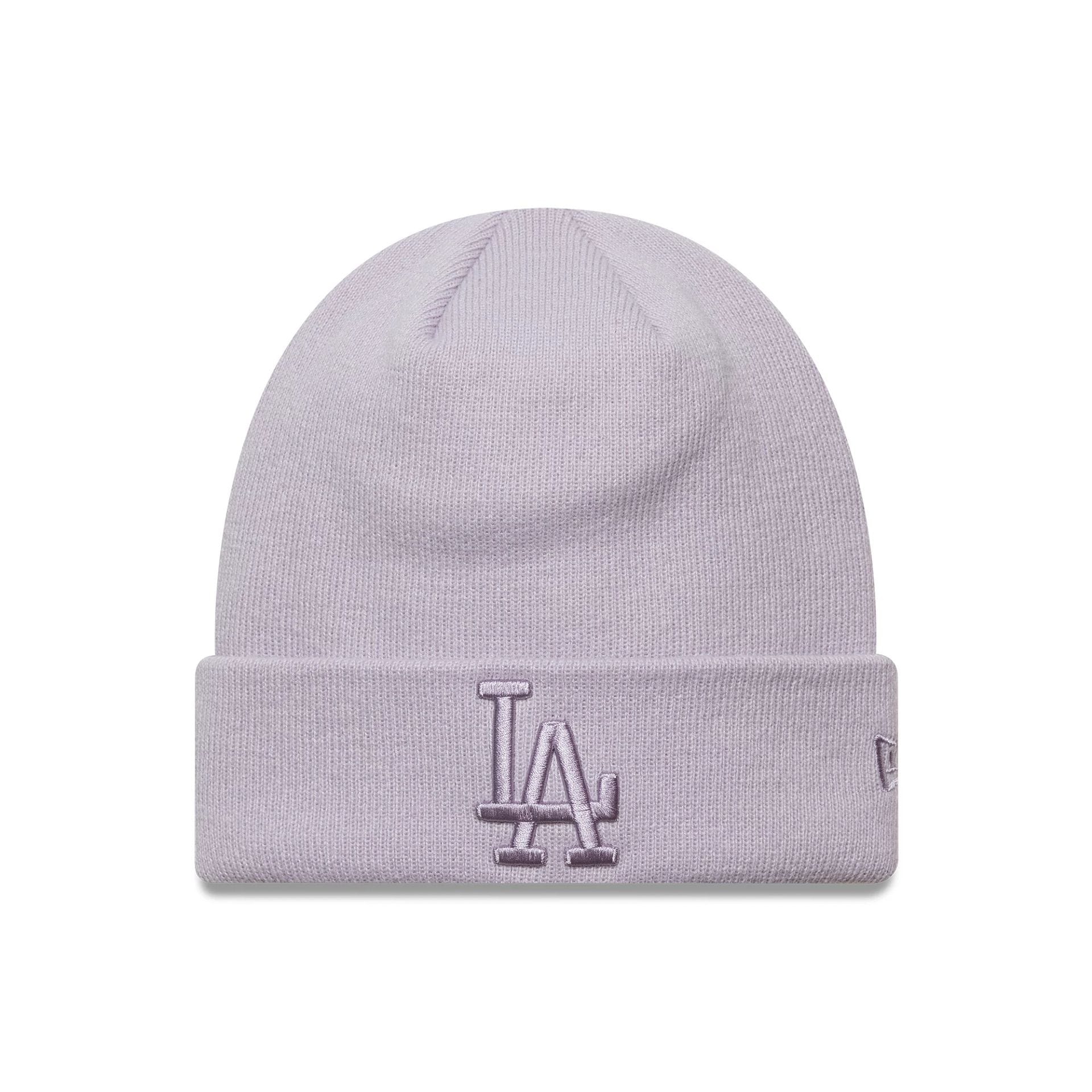 This is a LA Dodgers MLB League Essential Pastel Purple Cuff Knit Beanie Hat 1