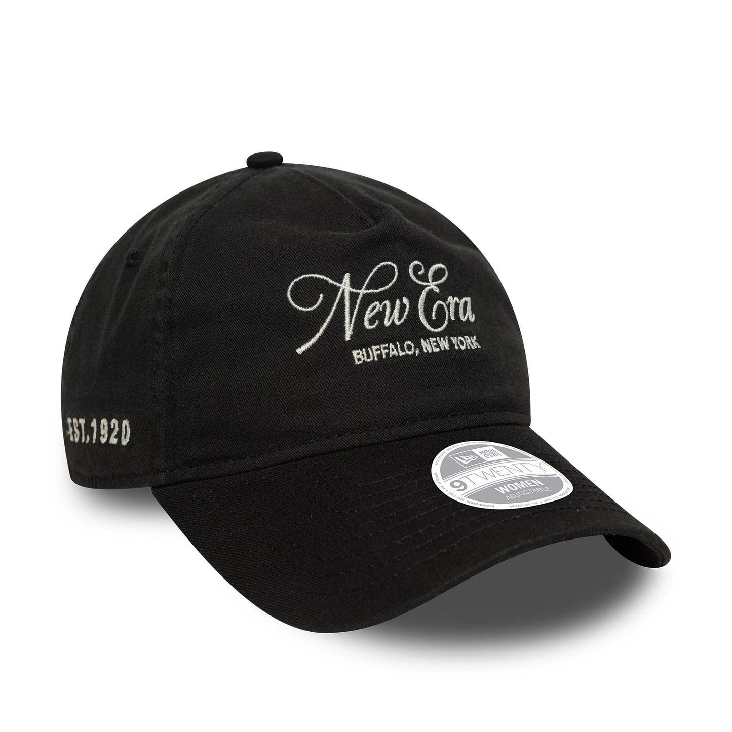 This is a Womens New Era Black 9TWENTY A-Frame Adjustable Cap 1