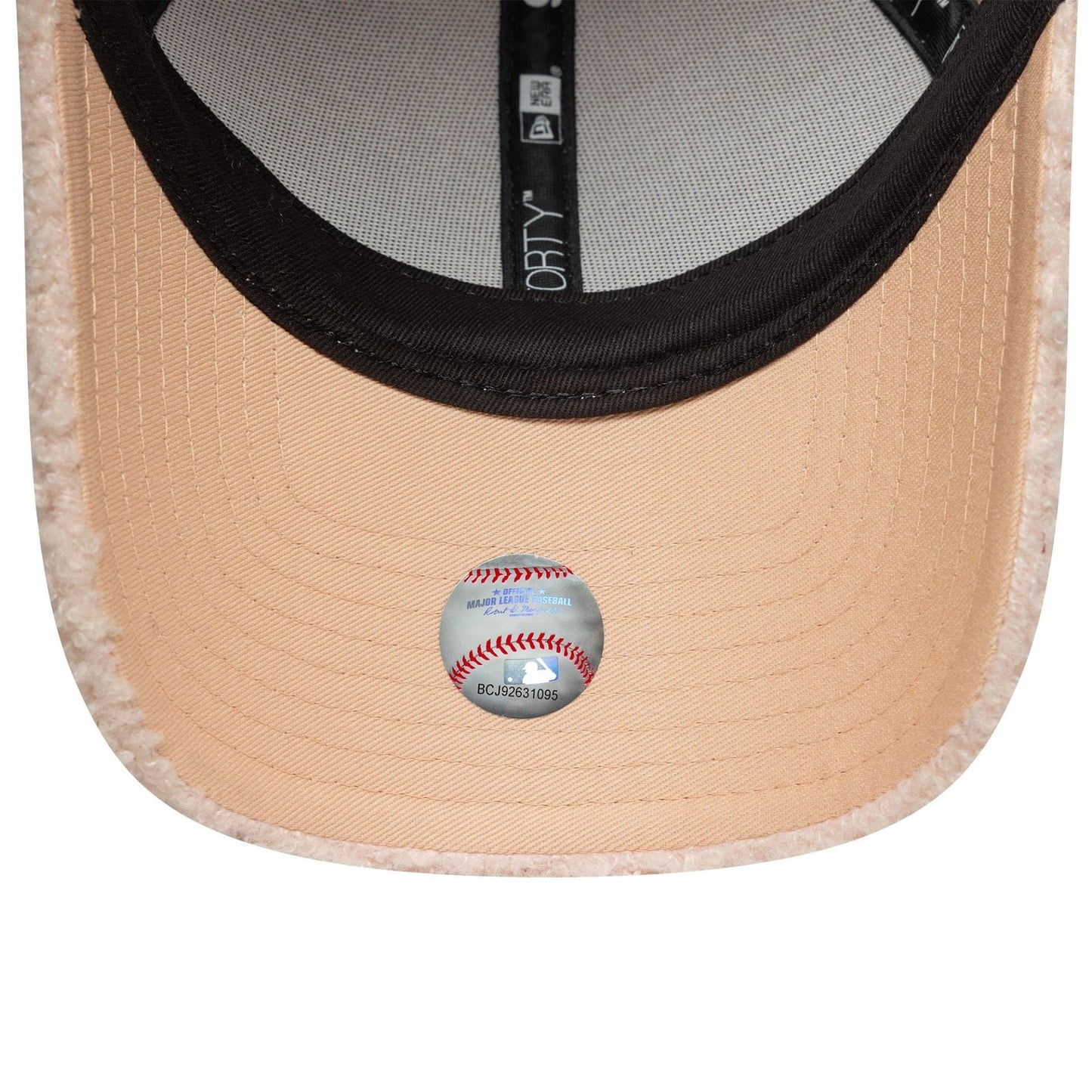 This is a New York Yankees MLB Womens Borg Pastel Pink 9FORTY Adjustable Cap 5